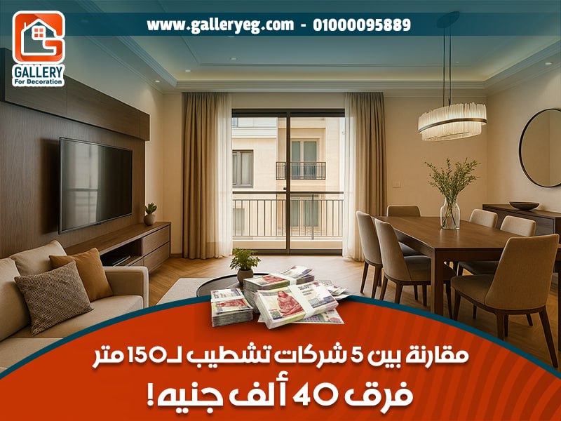 مقارنة بين 5 شركات تشطيب لـ150 متر – فرق 40 ألف جنيه!