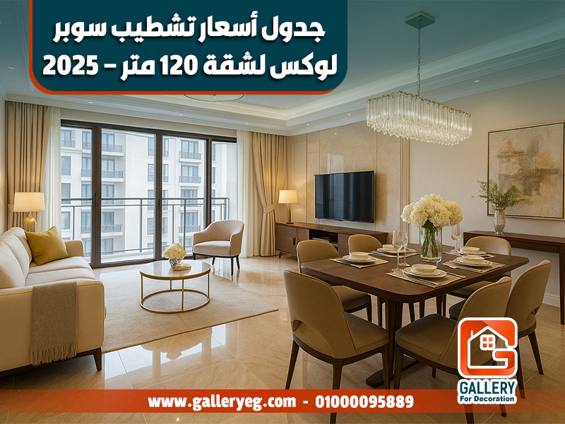 جدول أسعار تشطيب سوبر لوكس لشقة 120 متر – 2025